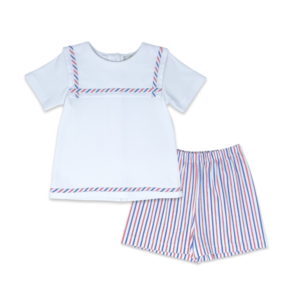 Christian Short Set - White, Patriotic Pinstripe