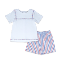 Christian Short Set - White, Patriotic Pinstripe