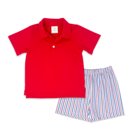 Parker Short Set - Red, Patriotic Pinstripe