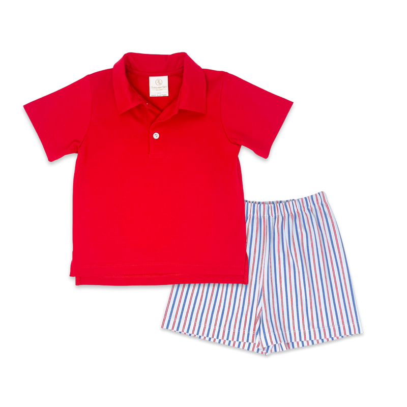 Parker Short Set - Red, Patriotic Pinstripe