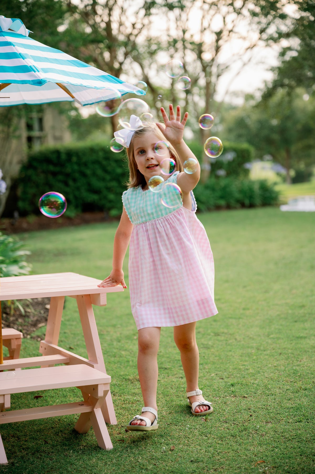 Charming Dress - Pink, Mint, Blue Check