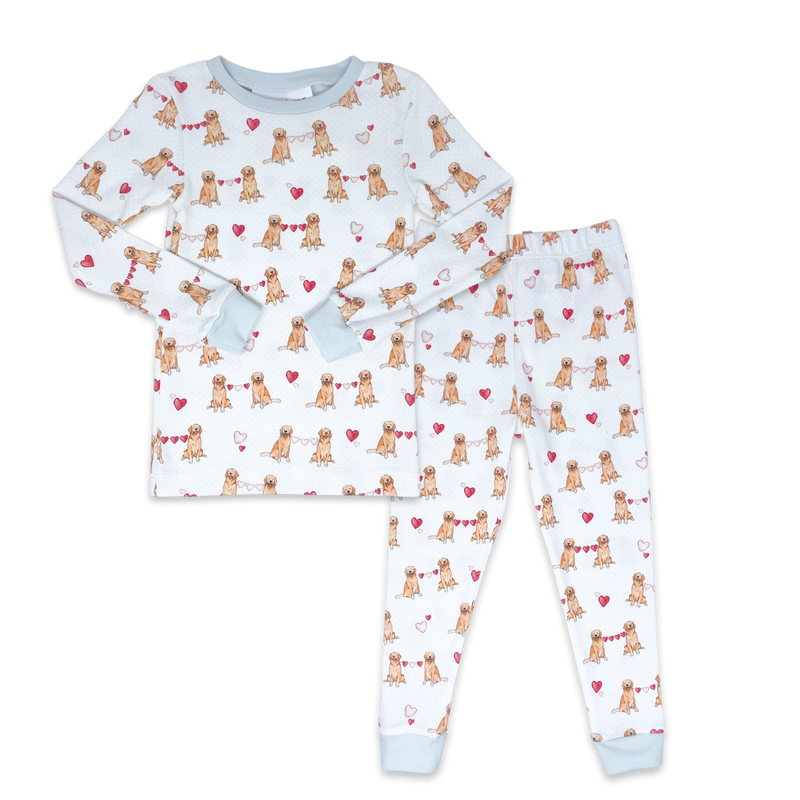 Sweet Pea Pj Set - Puppy Love, Park Blue