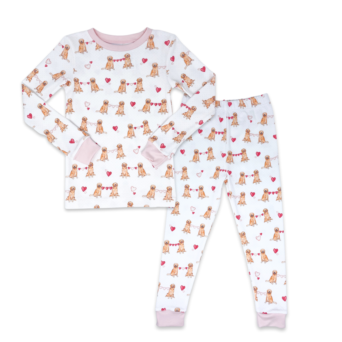 Sweet Pea Pj Set - Puppy Love, Park Pink