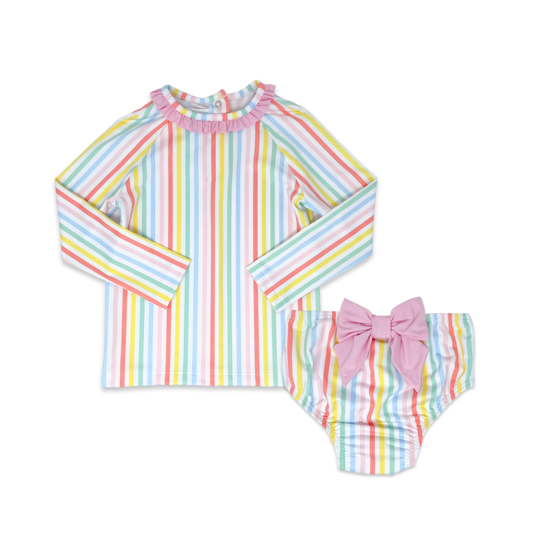 Sun and Sand Rash Guard Set - Rainbow Stripe