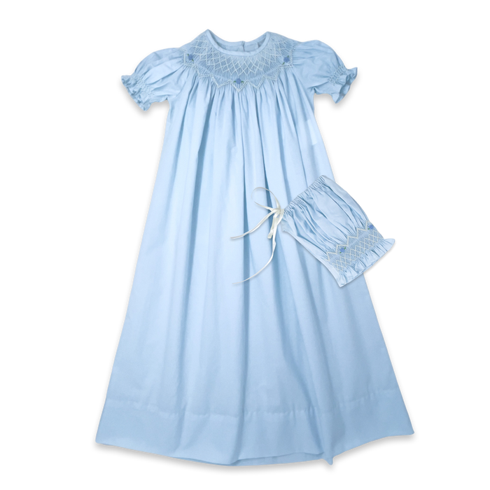 Rosebud Daygown with Bonnet - Blessings Blue