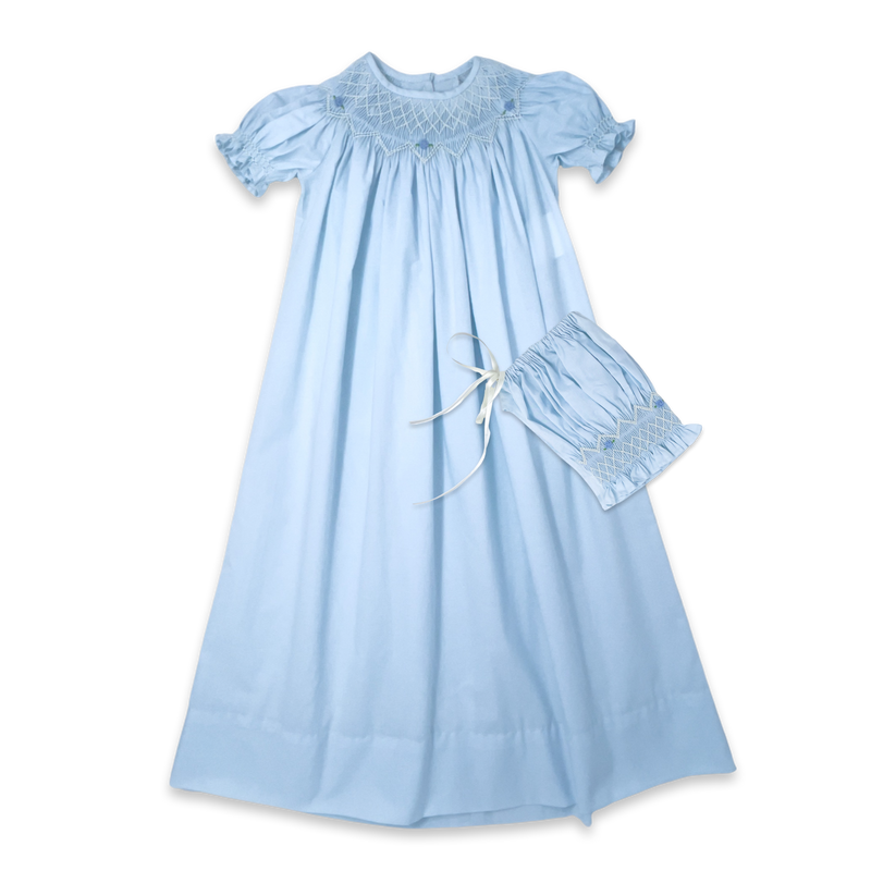 Rosebud Daygown with Bonnet - Blessings Blue