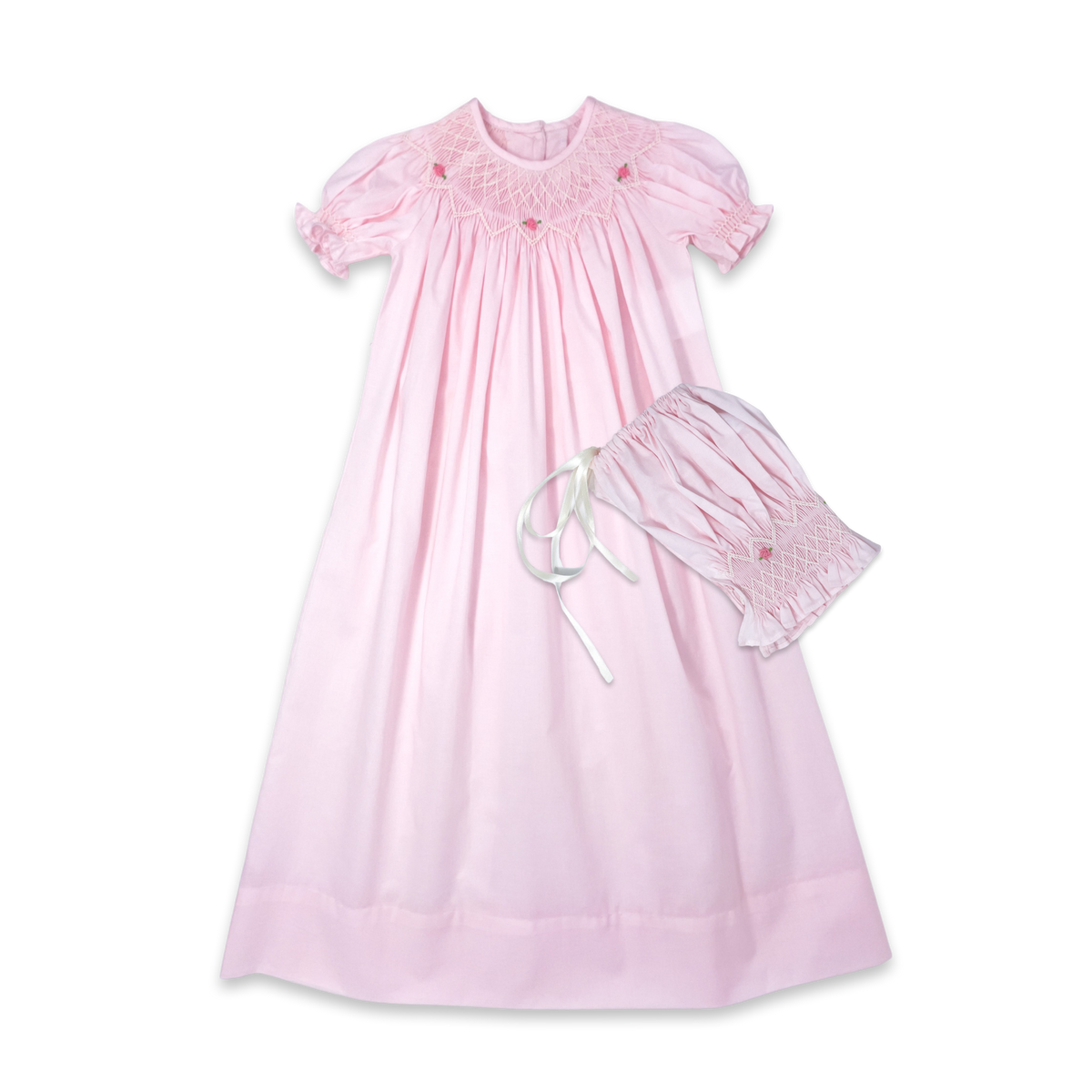 Rosebud Daygown with Bonnet - Blessings Pink