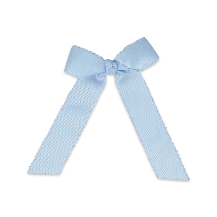 Lola Long Bow - Blue, White Bitty Dot