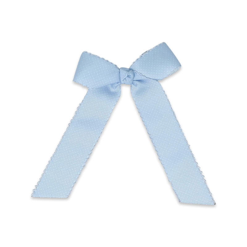 Lola Long Bow - Blue, White Bitty Dot