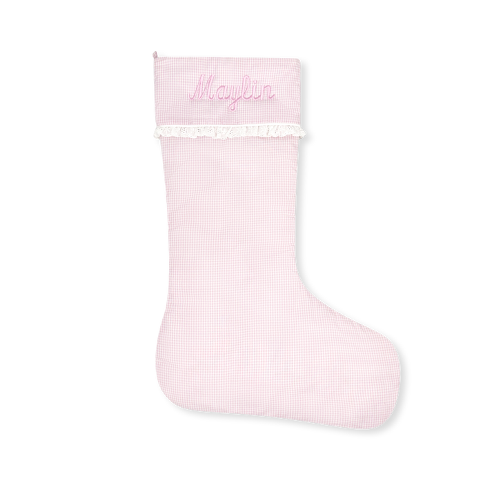 Holiday Stocking - Baby Pink Minigingham