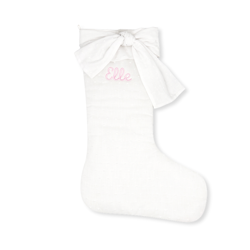 Holiday Stocking - Snow White Swiss Dot