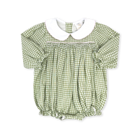 Michelle Bubble Long Sleeve - Grove Park Green Windowpane