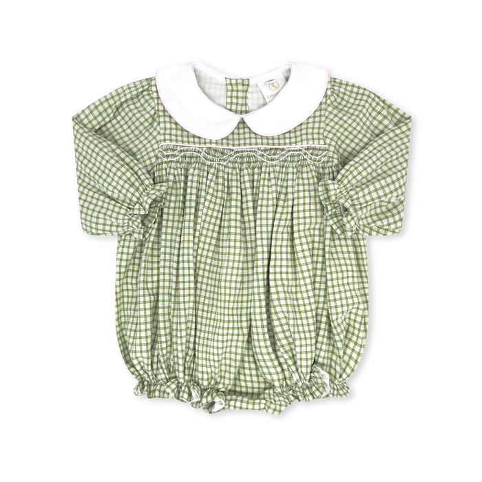 Michelle Bubble Long Sleeve - Grove Park Green Windowpane