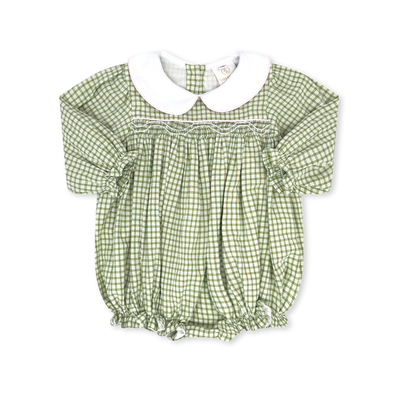 Michelle Bubble Long Sleeve - Grove Park Green Windowpane