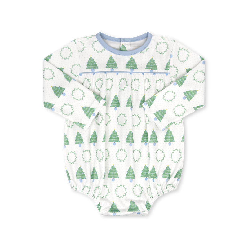 Mother May I Bubble Long Sleeve - Oh Christmas Tree, Bluffton Blue