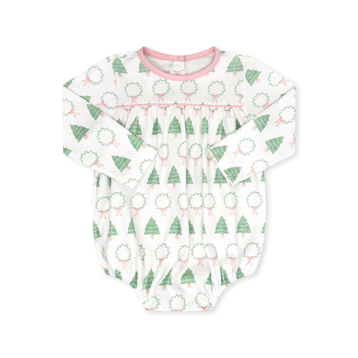 Mother May I Bubble Long Sleeve - Oh Christmas Tree, Pensalcola Pink