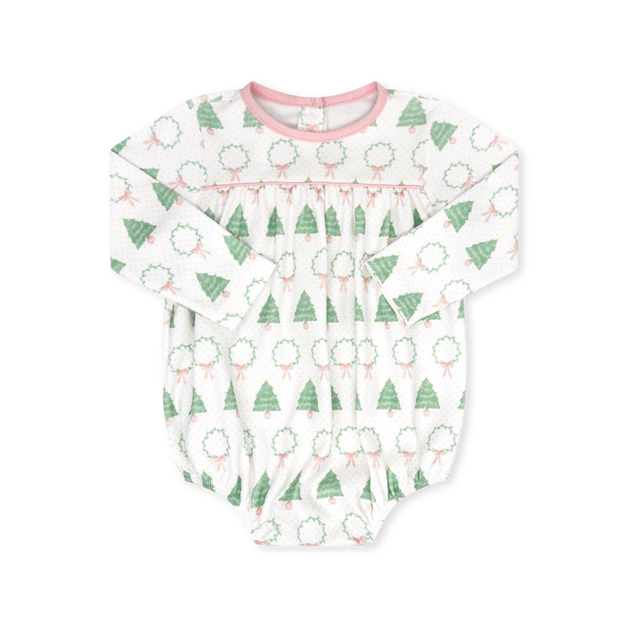 Mother May I Bubble Long Sleeve - Oh Christmas Tree, Pensalcola Pink