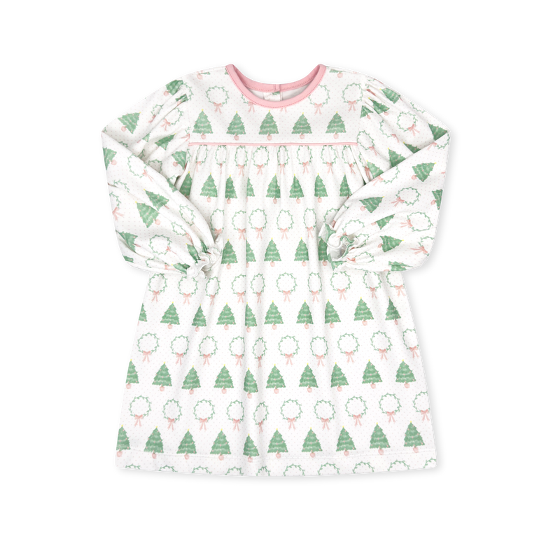 Mother May I Dress Long Sleeve - Oh Christmas Tree, Pensacola Pink