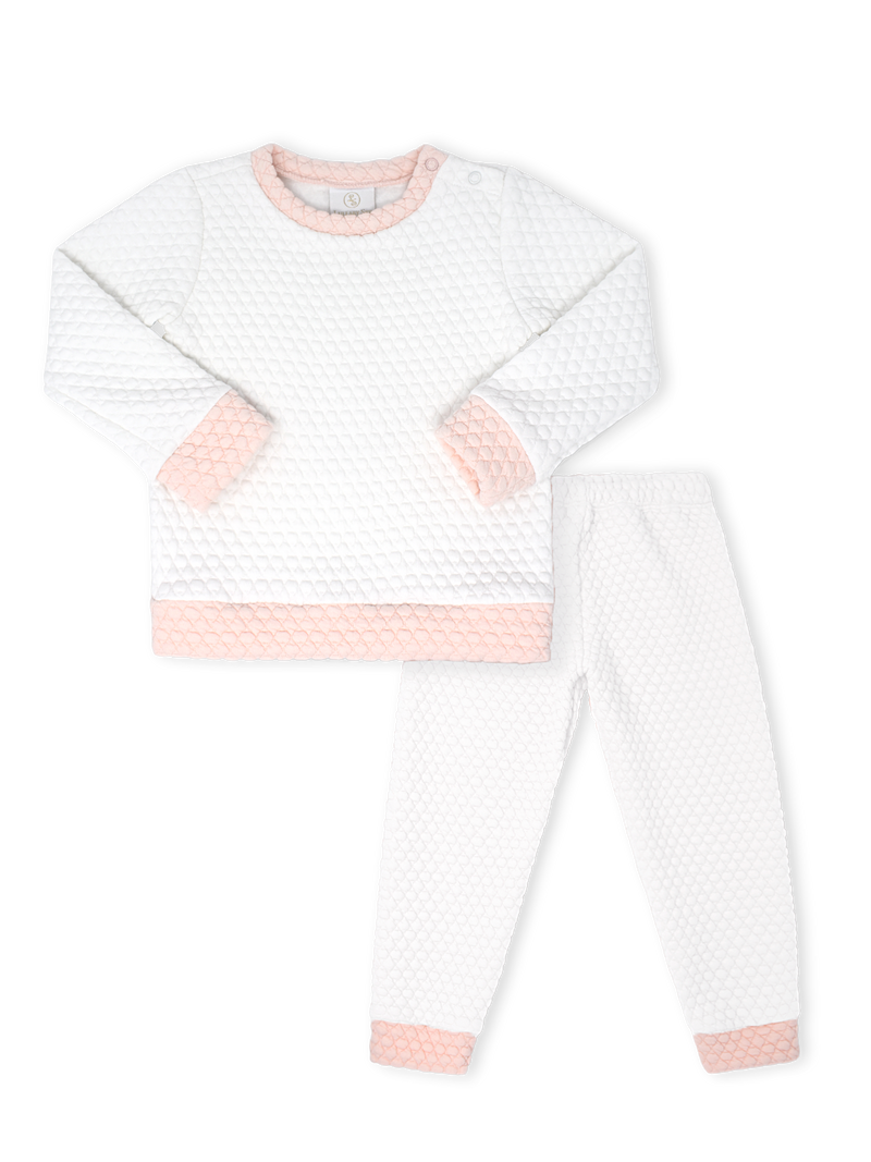 Quilted Sweatsuit - Worthington White Quilted, Paris Pink Quilted