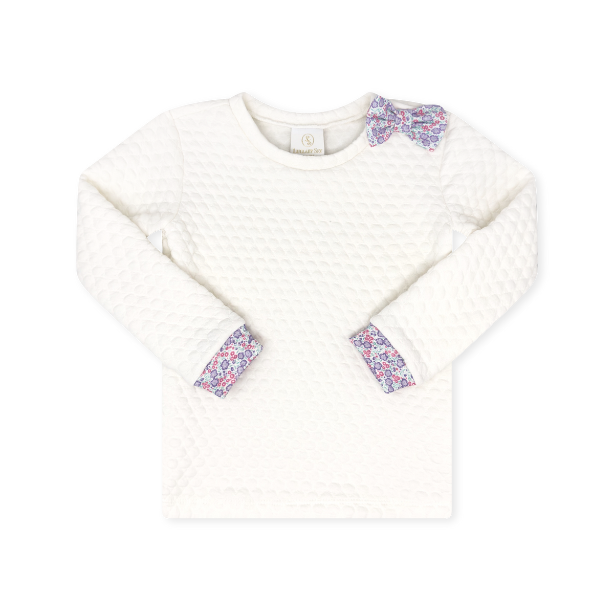 Quilted Sweatshirt - Worthington White Quilted, Sweet Pea Floral