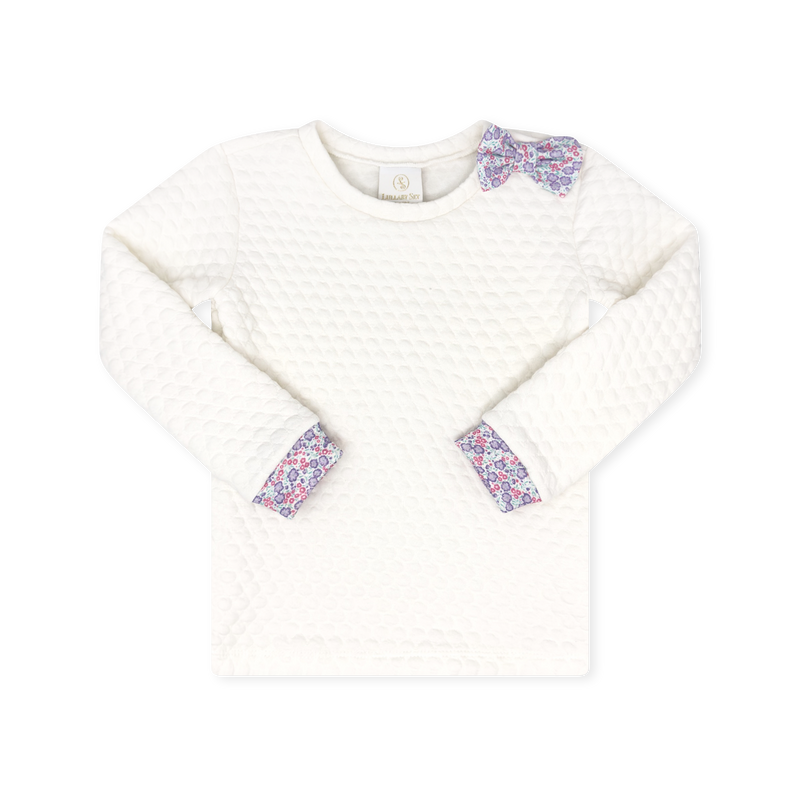 Quilted Sweatshirt - Worthington White Quilted, Sweet Pea Floral