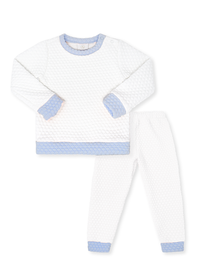 Quilted Sweatsuit - Worthington White Quilted, Windy Blue Quilted