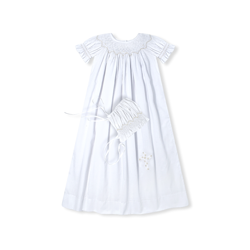 Rosebud Daygown Set - Blessings White, Cross