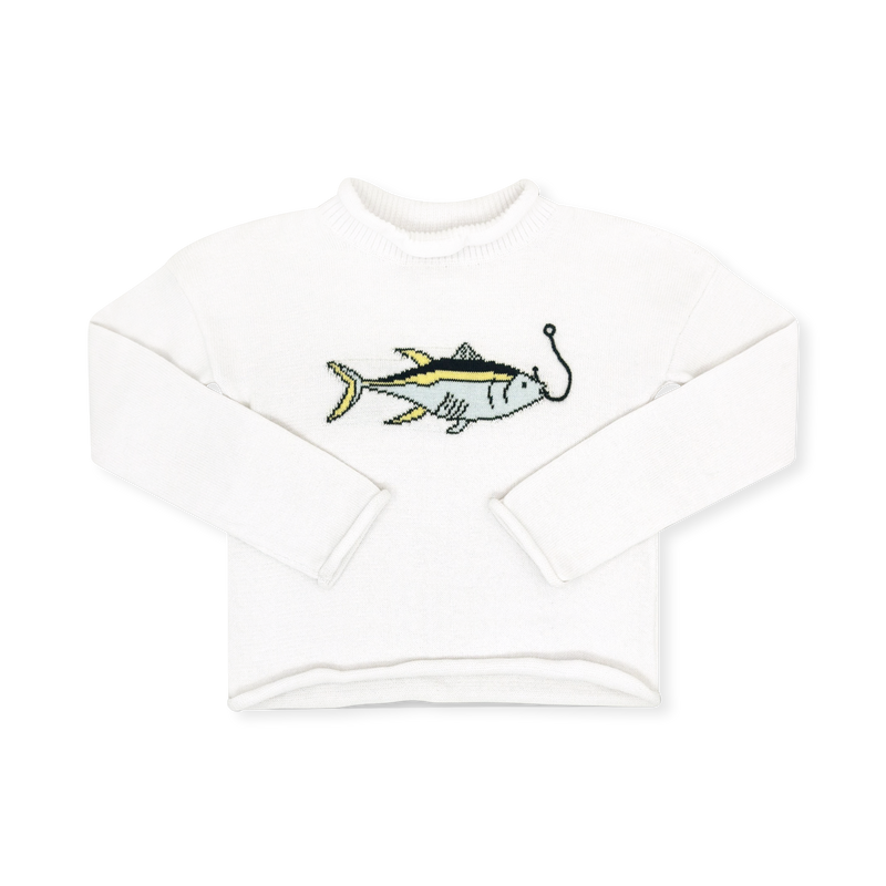 Ryan Sweater - Sterling White, Fish