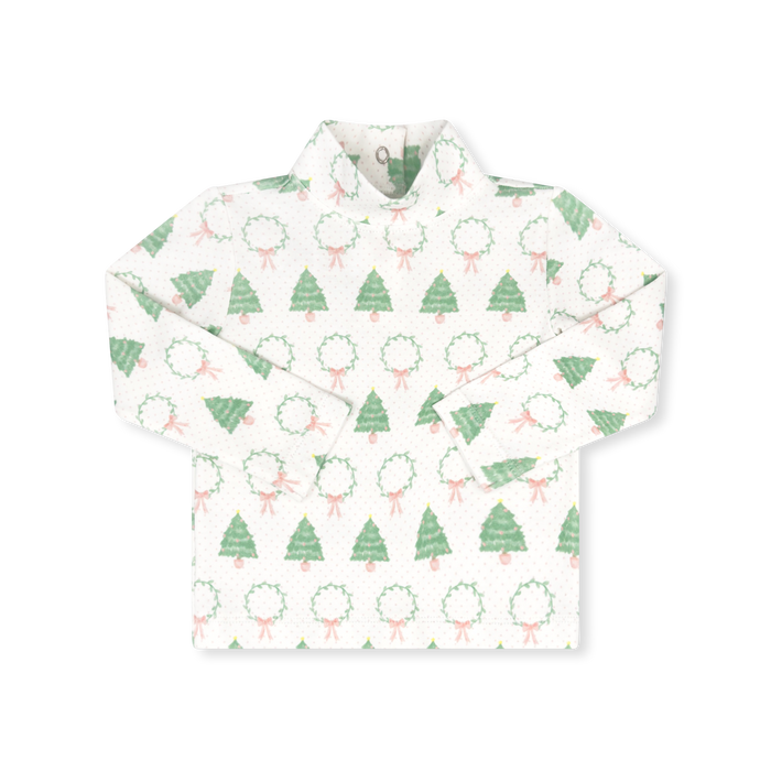 Tiny Tot Turtleneck - Oh Christmas Tree, Pink