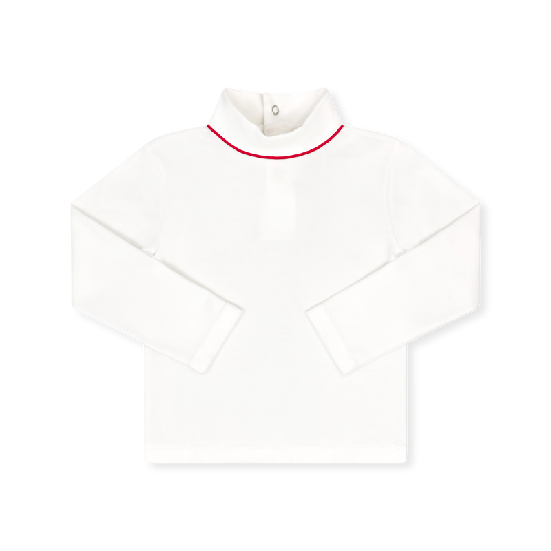 Tiny Tot Turtleneck - Park White, Ridgeland Red