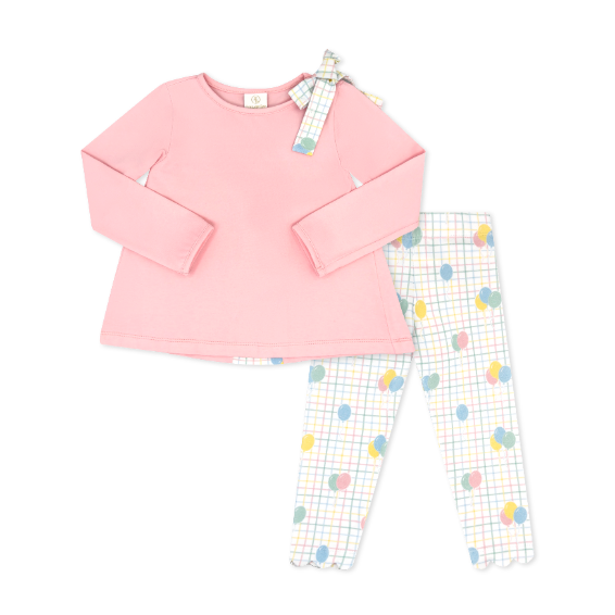 Madeline Legging Set - Pensacola Pink, Party Time Balloon Plaid