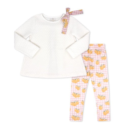 Madeline Legging Set - Worthington White Quilted, Little Pumpkin