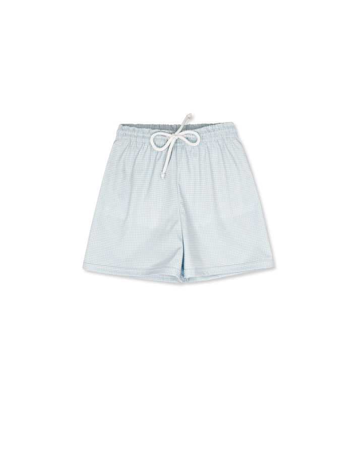 Barnes Bathing Suit - Baby Blue Minigingham, Legacy White