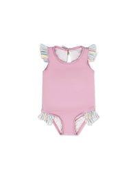 Lottie Swimsuit - Poolside Pink, Petunia Pinstripe - Classic Swim | Lullaby Set