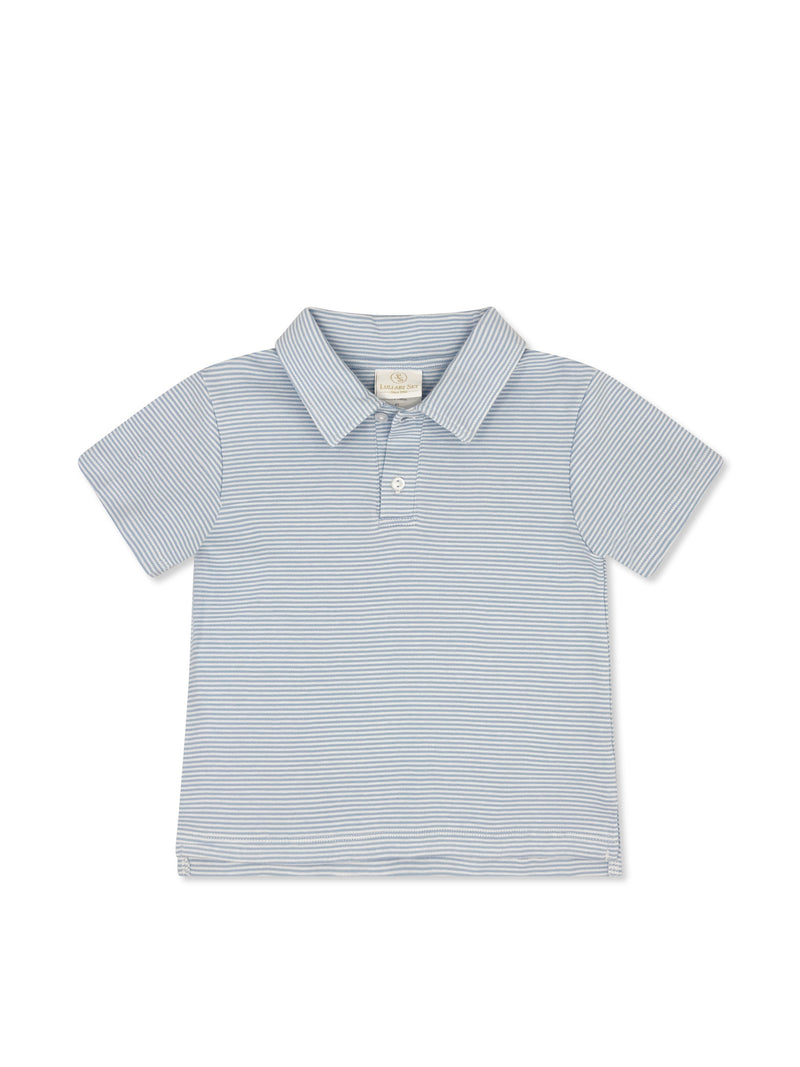 Parker Polo - Seaside Blue Ministripe