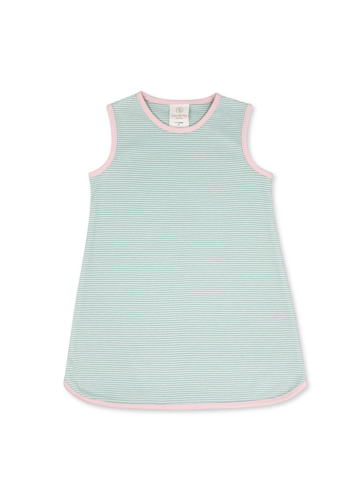 Tinsley Dress - Memphis Aqua Ministripe, Sumter Pink