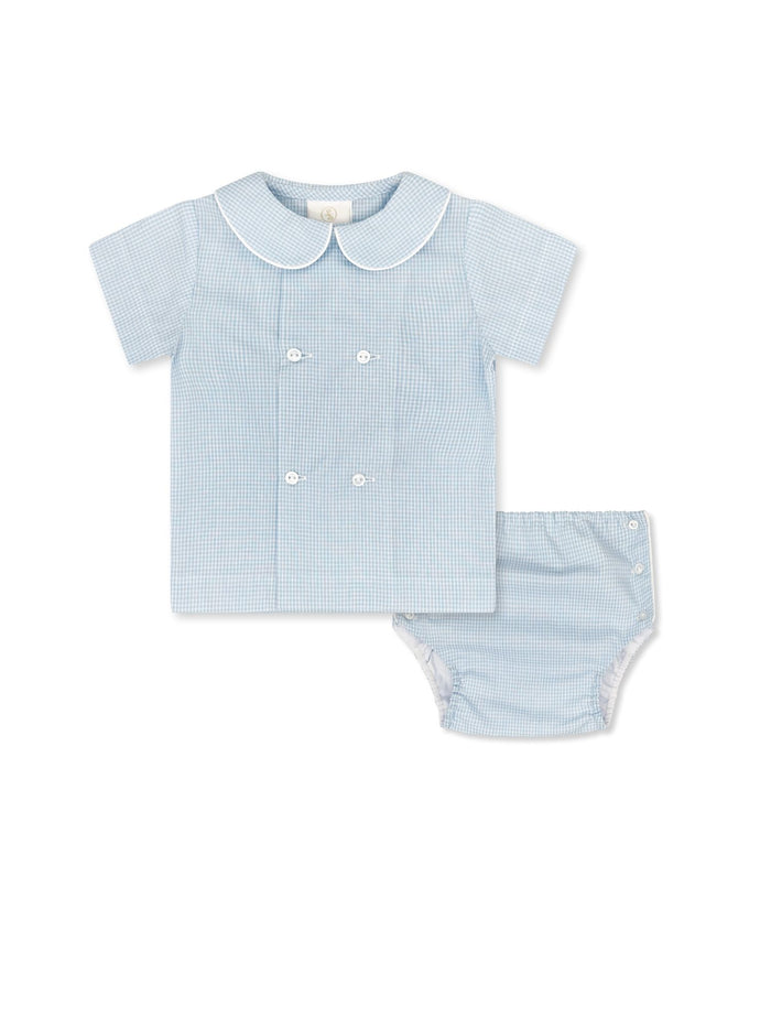 Arlington Diaper Set - Baker Blue Minigingham