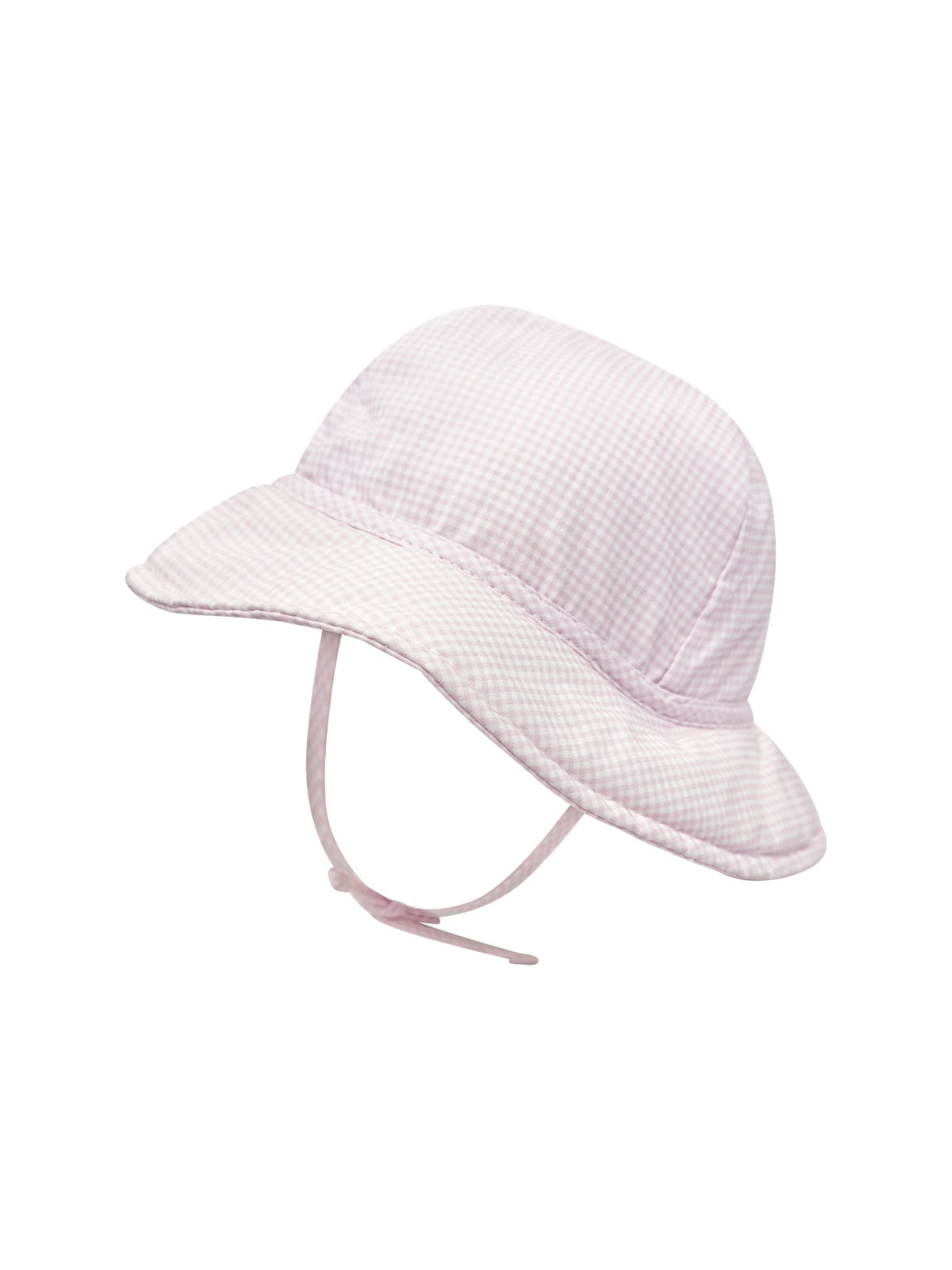 Beach Bucket Hat - Baby Pink Minigingham