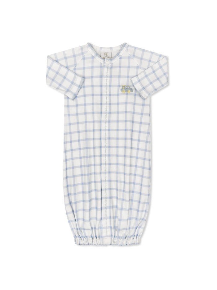 Snuggle Me Saque - Whales Blue Windowpane.