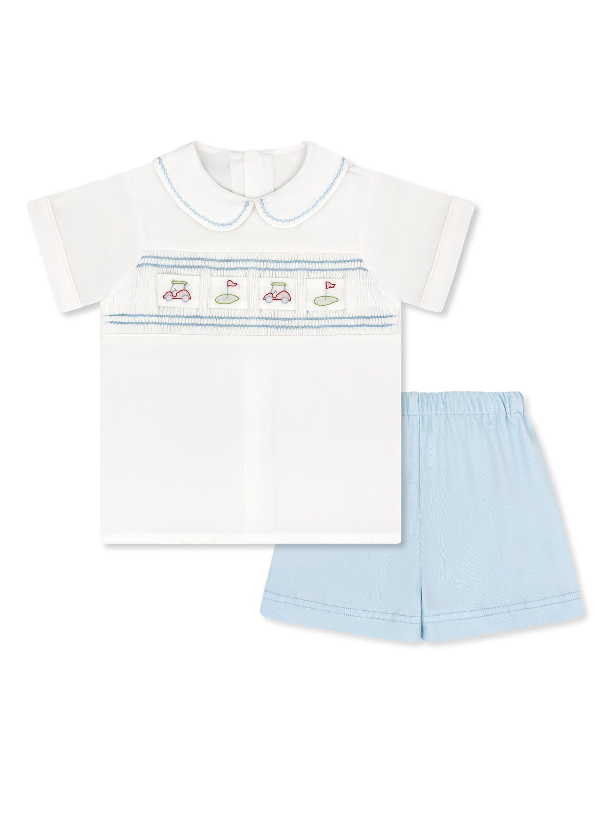 Noah Ribbon Short Set - Blessings White, Beaumont Blue