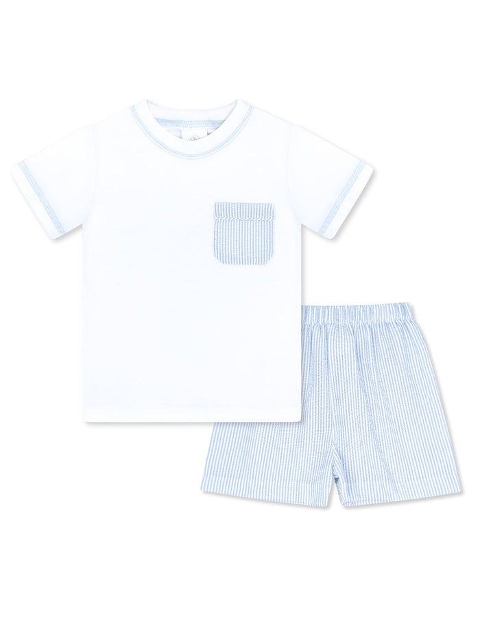 Charlie Short Set - Legacy White, Simply Blue Seersucker (SS25)