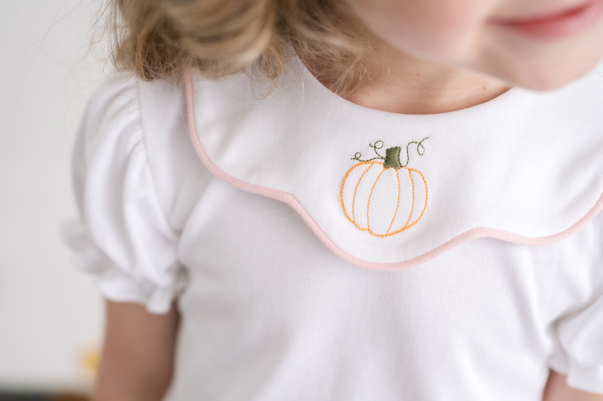 Scarlett Blouse - Park White, Pensacola Pink, Pumpkin