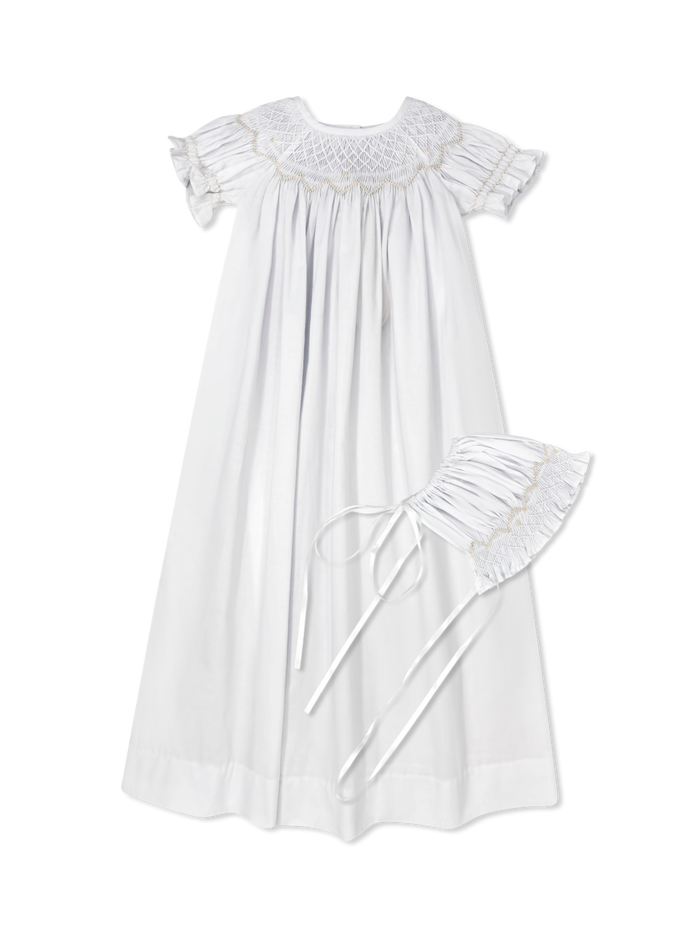 Rosebud Daygown with Bonnet - Blessings White