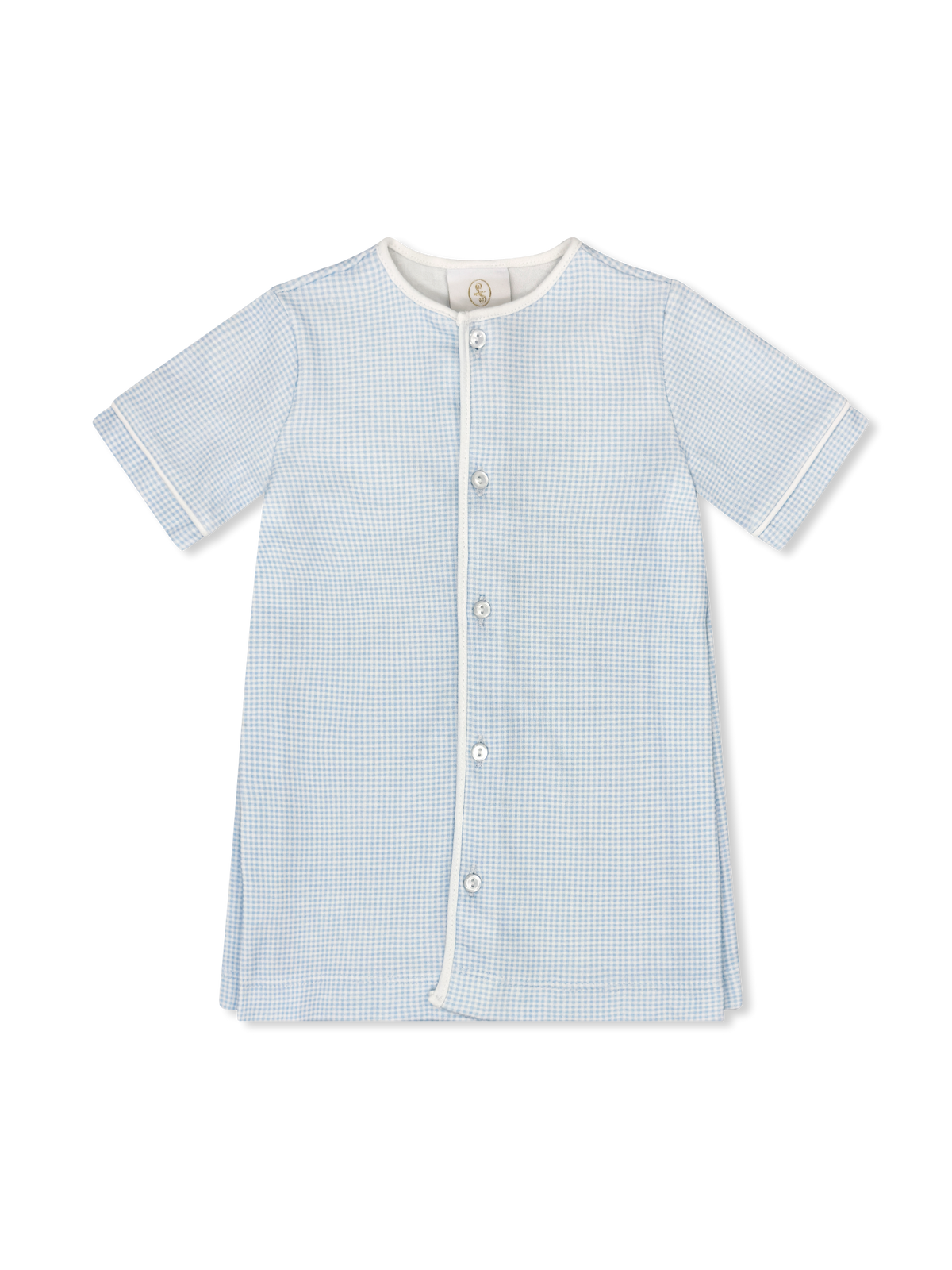 Welcome Little One Daygown - Baby Blue Minigingham Knit