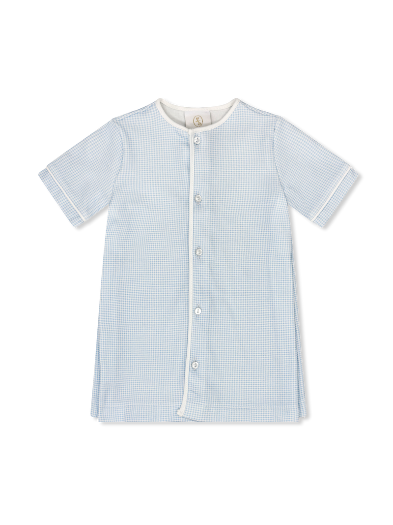 Welcome Little One Daygown - Baby Blue Minigingham Knit