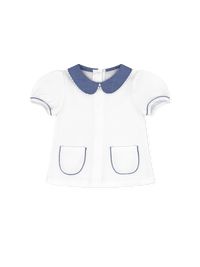 Blessings Blouse  - Legacy White, River Royal Minigingham