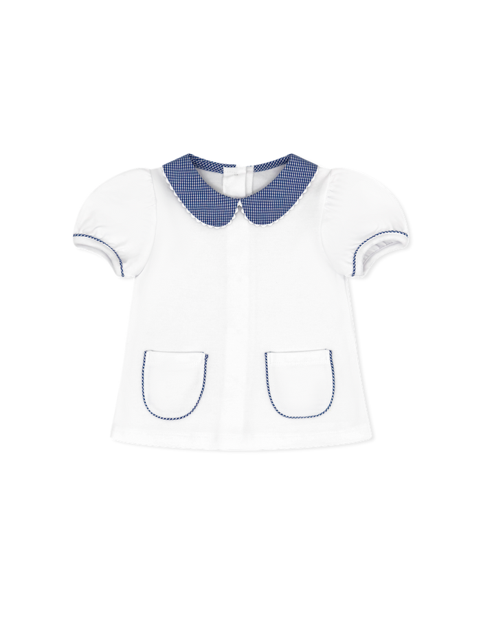 Blessings Blouse  - Legacy White, River Royal Minigingham