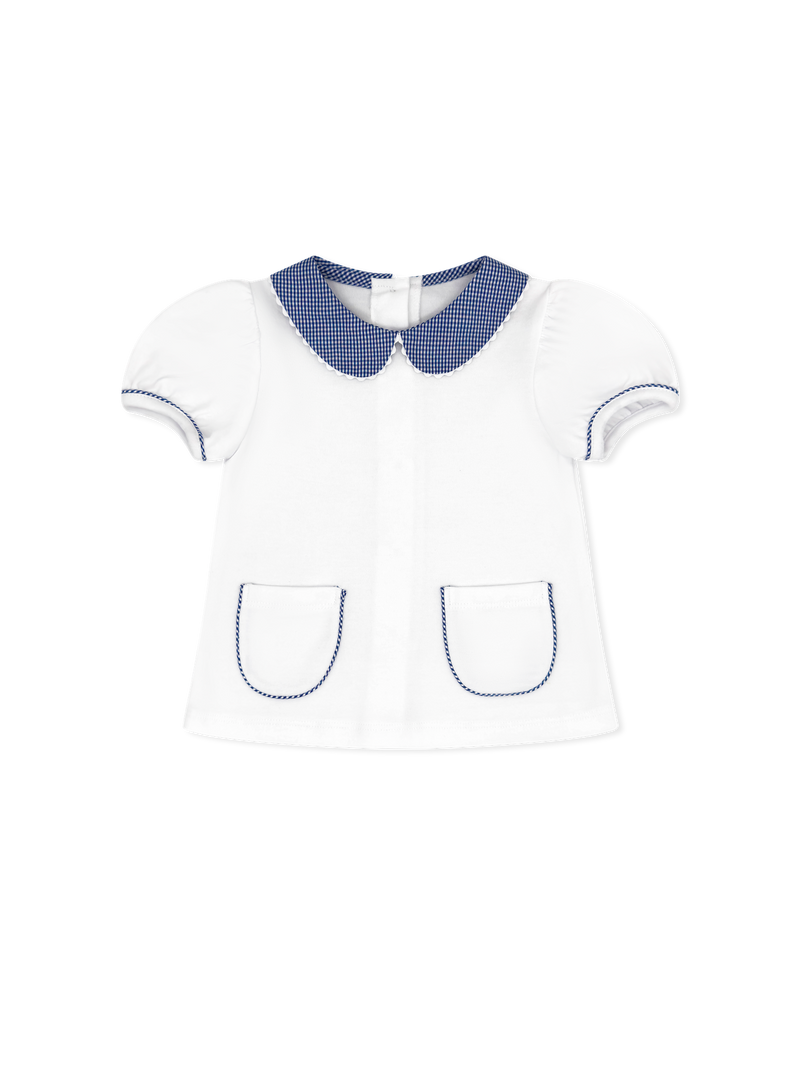 Blessings Blouse  - Legacy White, River Royal Minigingham