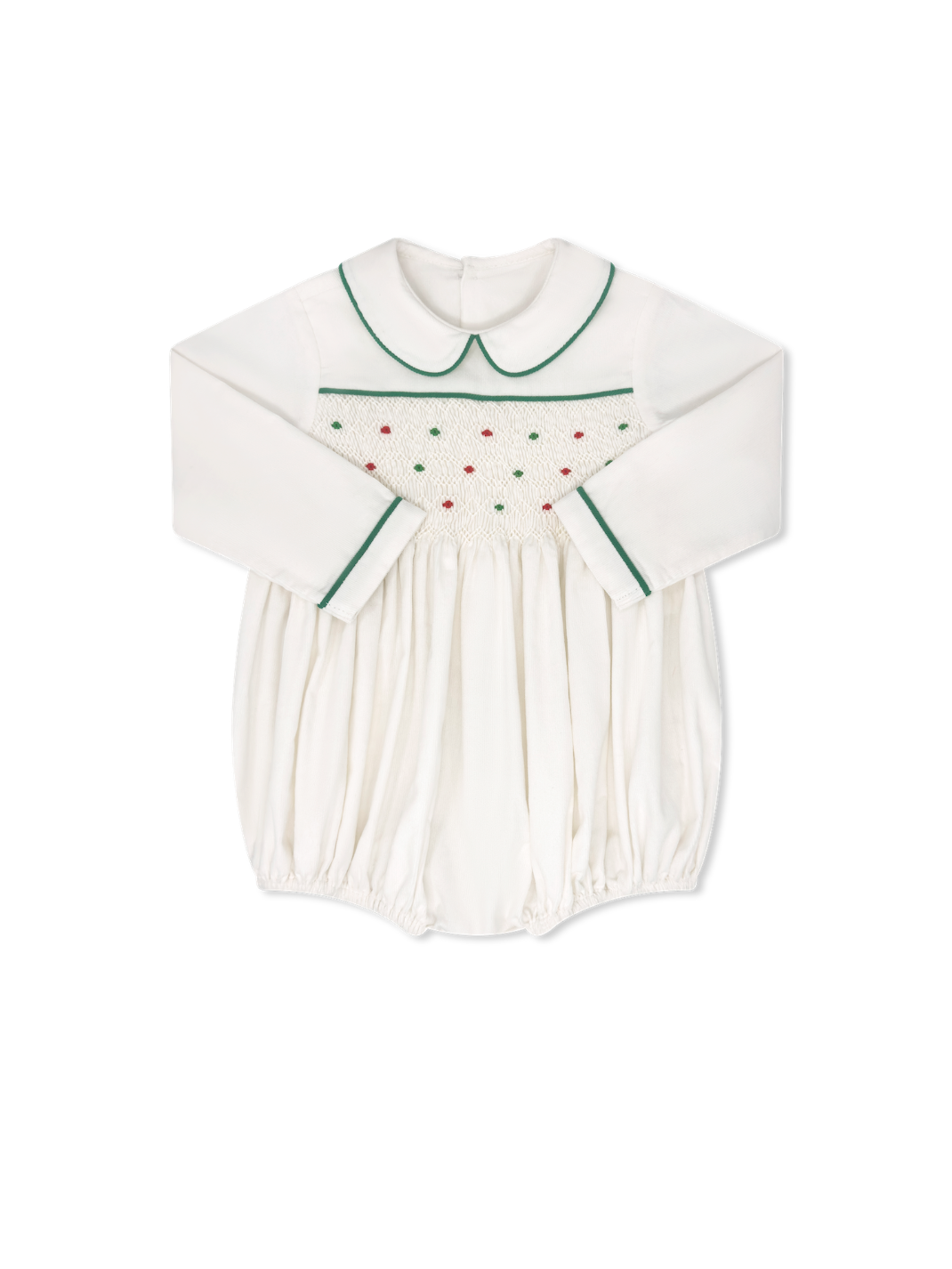 Timothy Bubble Long Sleeve - Dreamy White Corduroy, Garland Green