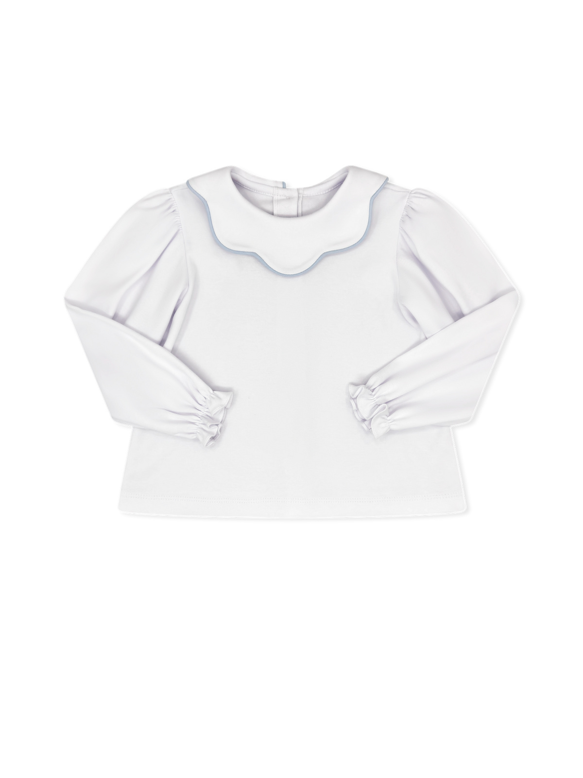 Scarlett Scallop Blouse Long Sleeve - Legacy White, Bluffton Blue
